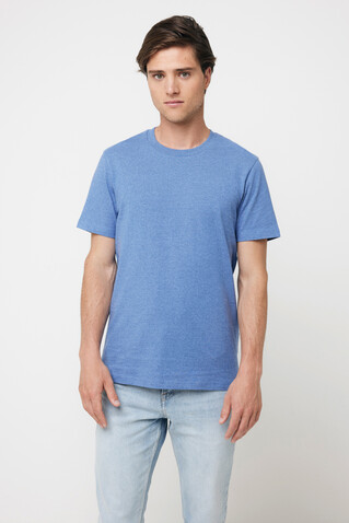 IQONIQ Manuel ungefärbtes T-Shirt aus recycelter Baumwolle heather blue bedrucken, Art.-Nr. T9101.024.XXL