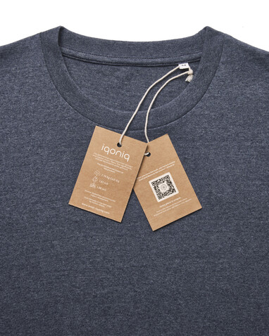 IQONIQ Manuel ungefärbtes T-Shirt aus recycelter Baumwolle heather navy bedrucken, Art.-Nr. T9101.016.L