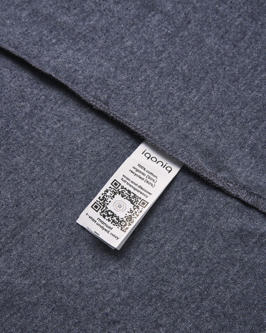 IQONIQ Manuel ungefärbtes T-Shirt aus recycelter Baumwolle heather navy bedrucken, Art.-Nr. T9101.016.L