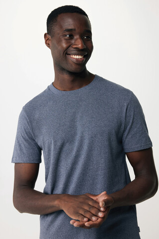 IQONIQ Manuel ungefärbtes T-Shirt aus recycelter Baumwolle heather navy bedrucken, Art.-Nr. T9101.016.L
