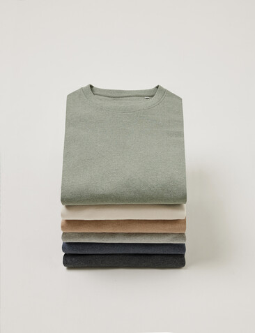 IQONIQ Manuel ungefärbtes T-Shirt aus recycelter Baumwolle heather anthracite bedrucken, Art.-Nr. T9101.014.L