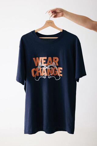 IQONIQ Kakadu relaxed T-Shirt aus recycelter Baumwolle navy blau bedrucken, Art.-Nr. T9103.002.XXXL