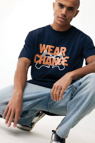 IQONIQ Kakadu relaxed T-Shirt aus recycelter Baumwolle navy blau bedrucken, Art.-Nr. T9103.002.XXXL