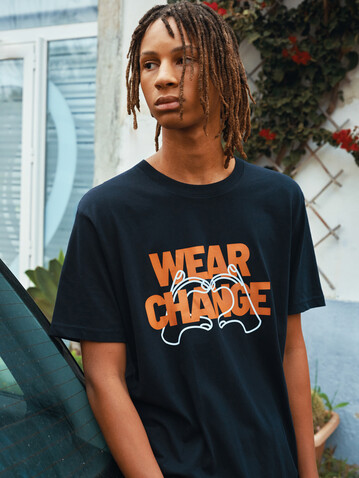 IQONIQ Kakadu relaxed T-Shirt aus recycelter Baumwolle navy blau bedrucken, Art.-Nr. T9103.002.XXXL