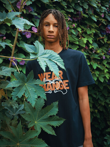 IQONIQ Kakadu relaxed T-Shirt aus recycelter Baumwolle navy blau bedrucken, Art.-Nr. T9103.002.XXXL