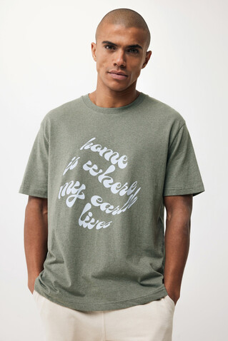 IQONIQ Teide T-Shirt aus recycelter Baumwolle heather green bedrucken, Art.-Nr. T9105.015.M