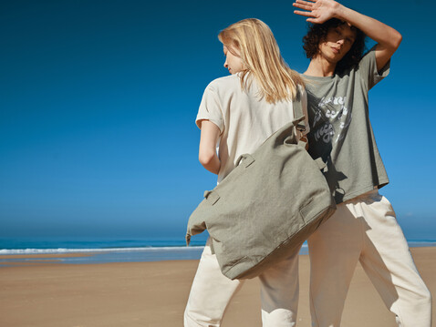 IQONIQ Teide T-Shirt aus recycelter Baumwolle heather green bedrucken, Art.-Nr. T9105.015.M