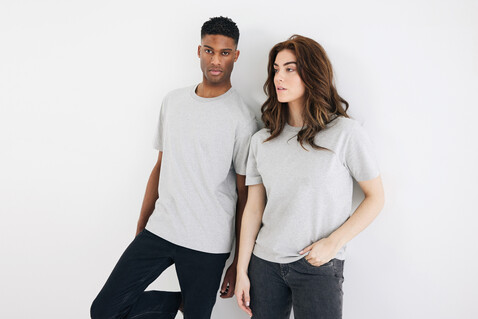 IQONIQ Teide T-Shirt aus recycelter Baumwolle heather grey bedrucken, Art.-Nr. T9105.013.4XL