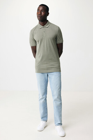 IQONIQ Yosemite Piqué-Poloshirt aus recycelter Baumwolle heather green bedrucken, Art.-Nr. T9200.015.XL