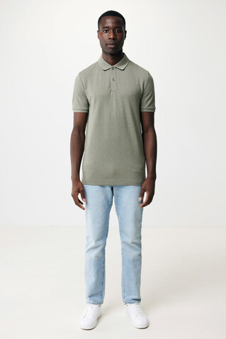 IQONIQ Yosemite Piqué-Poloshirt aus recycelter Baumwolle heather green bedrucken, Art.-Nr. T9200.015.XL