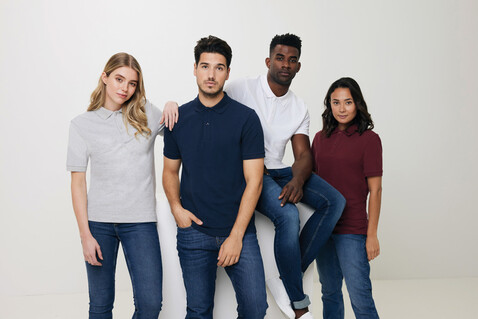 IQONIQ Yosemite Piqué-Poloshirt aus recycelter Baumwolle heather grey bedrucken, Art.-Nr. T9200.013.XXXL