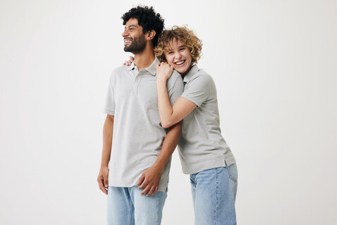 IQONIQ Yosemite Piqué-Poloshirt aus recycelter Baumwolle heather grey bedrucken, Art.-Nr. T9200.013.XXXL