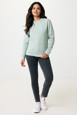IQONIQ Zion Rundhals-Sweater aus recycelter Baumwolle Iceberg green bedrucken, Art.-Nr. T9300.023.XXS