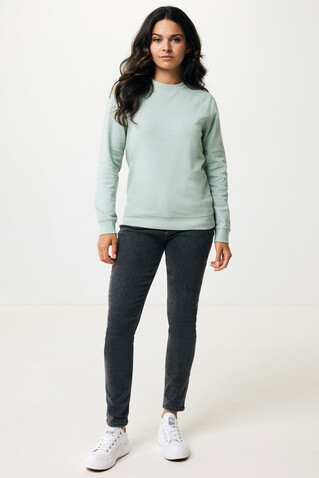 IQONIQ Zion Rundhals-Sweater aus recycelter Baumwolle Iceberg green bedrucken, Art.-Nr. T9300.023.XXS