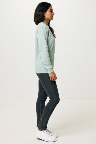 IQONIQ Zion Rundhals-Sweater aus recycelter Baumwolle Iceberg green bedrucken, Art.-Nr. T9300.023.XXS