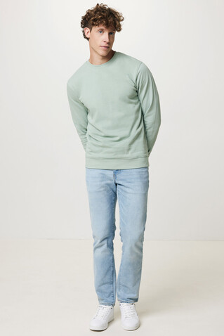 IQONIQ Zion Rundhals-Sweater aus recycelter Baumwolle Iceberg green bedrucken, Art.-Nr. T9300.023.XXS