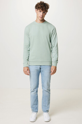 IQONIQ Zion Rundhals-Sweater aus recycelter Baumwolle Iceberg green bedrucken, Art.-Nr. T9300.023.XXS