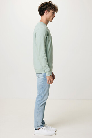 IQONIQ Zion Rundhals-Sweater aus recycelter Baumwolle Iceberg green bedrucken, Art.-Nr. T9300.023.XXS