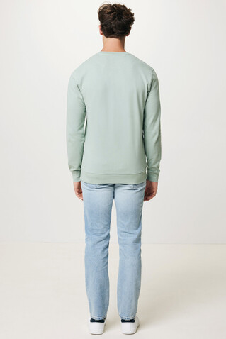 IQONIQ Zion Rundhals-Sweater aus recycelter Baumwolle Iceberg green bedrucken, Art.-Nr. T9300.023.XXS