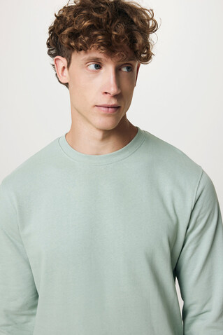 IQONIQ Zion Rundhals-Sweater aus recycelter Baumwolle Iceberg green bedrucken, Art.-Nr. T9300.023.XXS