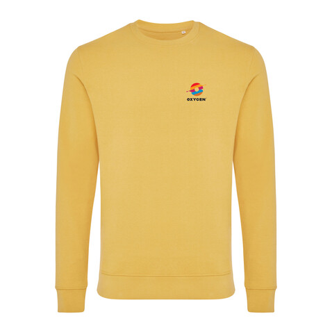 IQONIQ Zion Rundhals-Sweater aus recycelter Baumwolle ochre yellow bedrucken, Art.-Nr. T9300.021.XL IQONIQ Zion Rundhals-Sweater aus recycelter Baumwolle ochre yellow bedrucken, Art.-Nr. T9300.021.XL