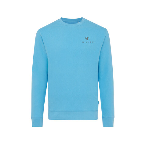 IQONIQ Zion Rundhals-Sweater aus recycelter Baumwolle tranquil blue bedrucken, Art.-Nr. T9300.010.XXXL