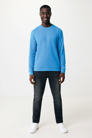 IQONIQ Zion Rundhals-Sweater aus recycelter Baumwolle tranquil blue bedrucken, Art.-Nr. T9300.010.XXXL