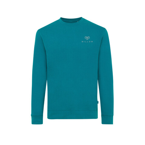 IQONIQ Zion Rundhals-Sweater aus recycelter Baumwolle verdigris bedrucken, Art.-Nr. T9300.009.M
