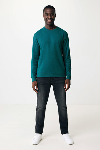 IQONIQ Zion Rundhals-Sweater aus recycelter Baumwolle verdigris bedrucken, Art.-Nr. T9300.009.M