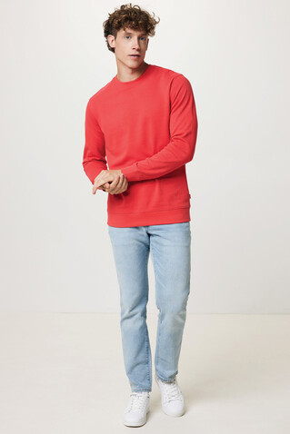 IQONIQ Zion Rundhals-Sweater aus recycelter Baumwolle luscious red bedrucken, Art.-Nr. T9300.008.L