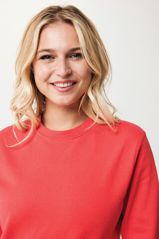 IQONIQ Zion Rundhals-Sweater aus recycelter Baumwolle luscious red bedrucken, Art.-Nr. T9300.008.L