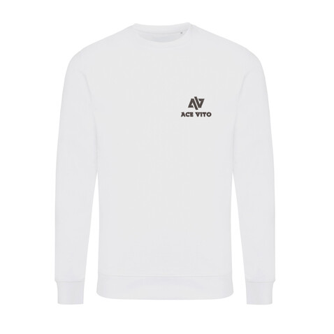 IQONIQ Zion Rundhals-Sweater aus recycelter Baumwolle recycled white bedrucken, Art.-Nr. T9300.004.S