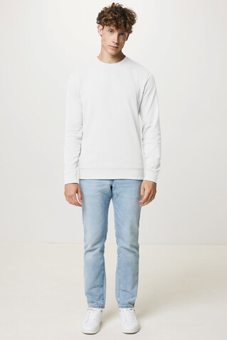 IQONIQ Zion Rundhals-Sweater aus recycelter Baumwolle recycled white bedrucken, Art.-Nr. T9300.004.S