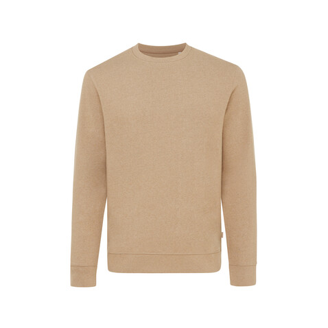 IQONIQ Denali ungefärbt. Rundhals-Sweater aus recycelter BW heather brown bedrucken, Art.-Nr. T9301.017.M