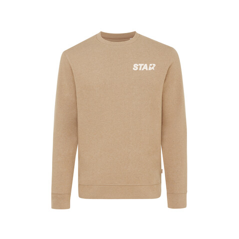 IQONIQ Denali ungefärbt. Rundhals-Sweater aus recycelter BW heather brown bedrucken, Art.-Nr. T9301.017.M