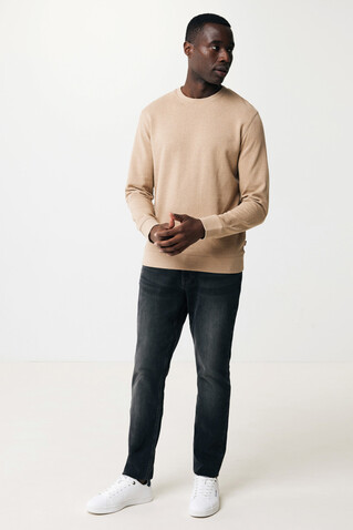 IQONIQ Denali ungefärbt. Rundhals-Sweater aus recycelter BW heather brown bedrucken, Art.-Nr. T9301.017.M