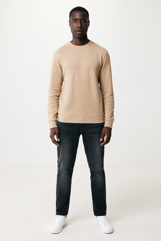 IQONIQ Denali ungefärbt. Rundhals-Sweater aus recycelter BW heather brown bedrucken, Art.-Nr. T9301.017.M