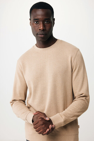 IQONIQ Denali ungefärbt. Rundhals-Sweater aus recycelter BW heather brown bedrucken, Art.-Nr. T9301.017.M