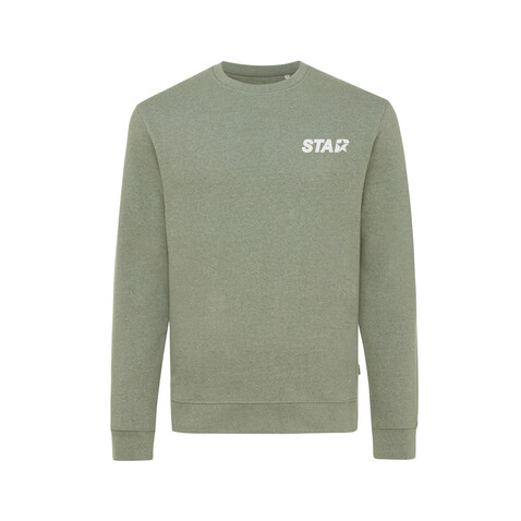 IQONIQ Denali ungefärbt. Rundhals-Sweater aus recycelter BW heather green bedrucken, Art.-Nr. T9301.015.XXL