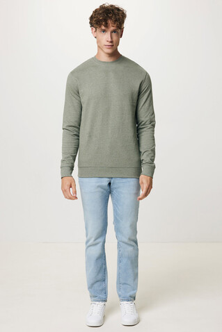 IQONIQ Denali ungefärbt. Rundhals-Sweater aus recycelter BW heather green bedrucken, Art.-Nr. T9301.015.XXL