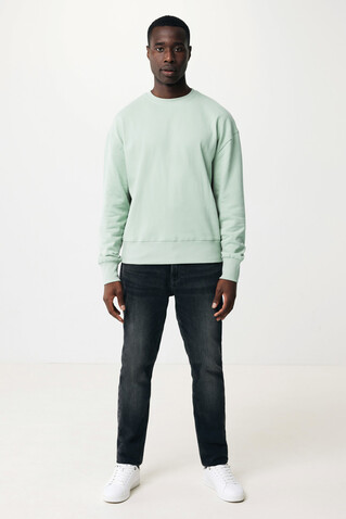 IQONIQ Kruger Relax-Rundhals-Sweater aus recycelt. Baumwolle Iceberg green bedrucken, Art.-Nr. T9302.023.XXXL