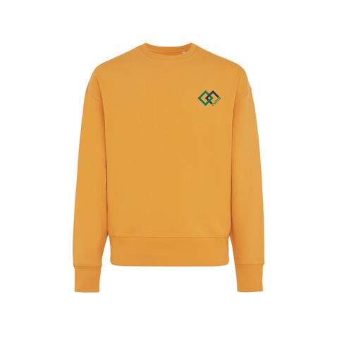 IQONIQ Kruger Relax-Rundhals-Sweater aus recycelt. Baumwolle sundial orange bedrucken, Art.-Nr. T9302.012.XXXL