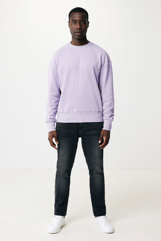 IQONIQ Kruger Relax-Rundhals-Sweater aus recycelt. Baumwolle lavender bedrucken, Art.-Nr. T9302.011.XXXL