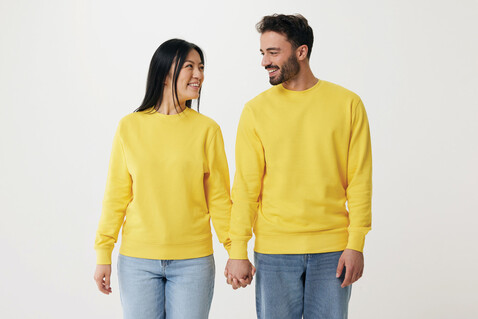 IQONIQ Etosha Lightweight Sweater aus recycelter Baumwolle gelb bedrucken, Art.-Nr. T9303.045.XS