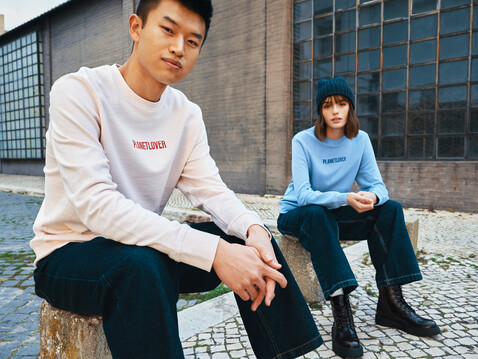 IQONIQ Etosha Lightweight Sweater aus recycelter Baumwolle cloud pink bedrucken, Art.-Nr. T9303.039.M