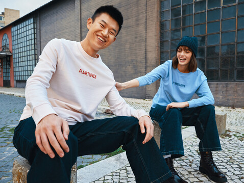 IQONIQ Etosha Lightweight Sweater aus recycelter Baumwolle cloud pink bedrucken, Art.-Nr. T9303.039.M