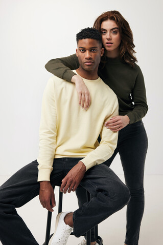 IQONIQ Etosha Lightweight Sweater aus recycelter Baumwolle cream yellow bedrucken, Art.-Nr. T9303.036.L