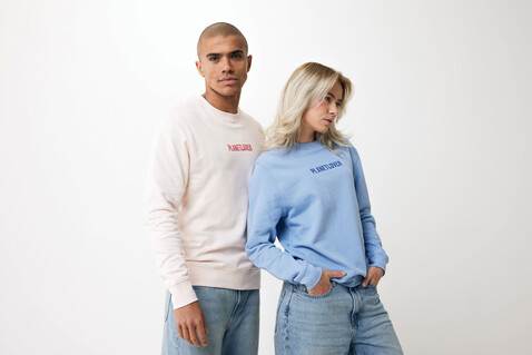 IQONIQ Etosha Lightweight Sweater aus recycelter Baumwolle sky blue bedrucken, Art.-Nr. T9303.022.XXXL
