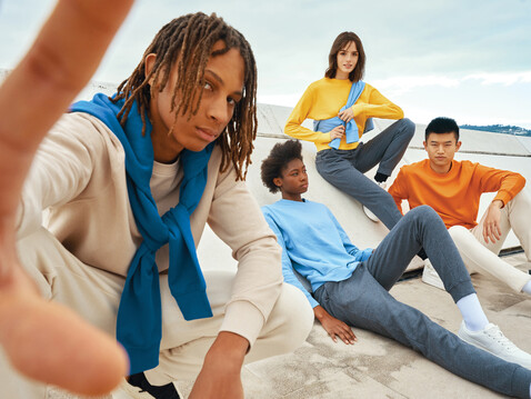 IQONIQ Etosha Lightweight Sweater aus recycelter Baumwolle sky blue bedrucken, Art.-Nr. T9303.022.XXXL