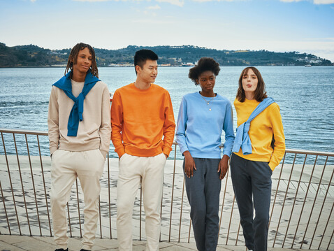 IQONIQ Etosha Lightweight Sweater aus recycelter Baumwolle sky blue bedrucken, Art.-Nr. T9303.022.XXXL
